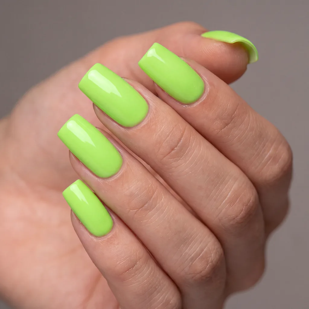 Bright lime green summer manicure
